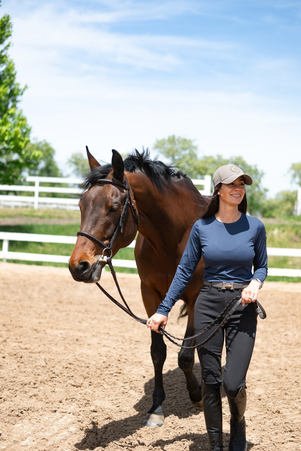 THE ELOISE Long Sleeve Crew Neck Perforated SHADOWNAVY