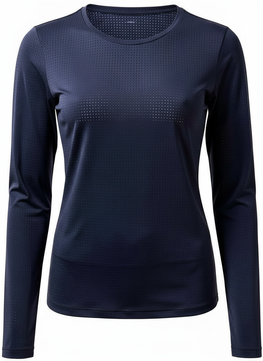 THE ELOISE Long Sleeve Crew Neck Perforated SHADOWNAVY